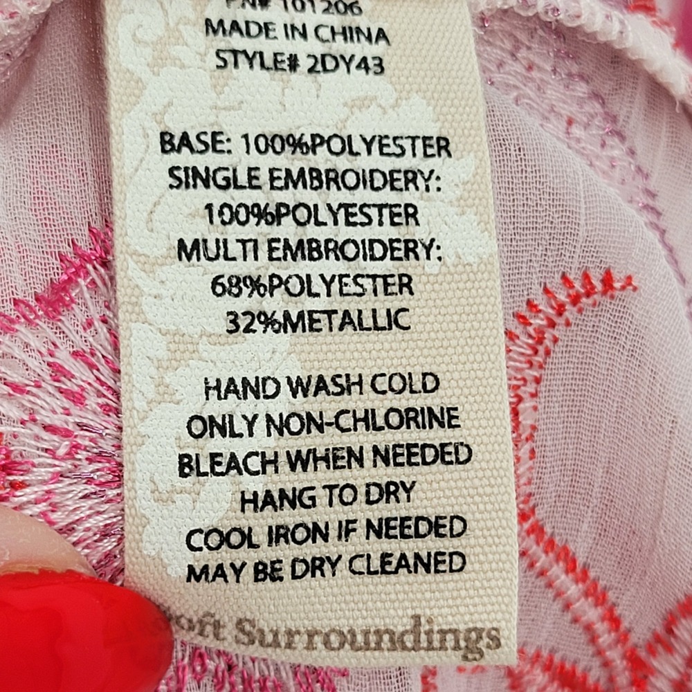 Soft Surroundings Pink Floral Embroidered Sheer Duster Cardigan Kimono XL Resort - Picture 8 of 8